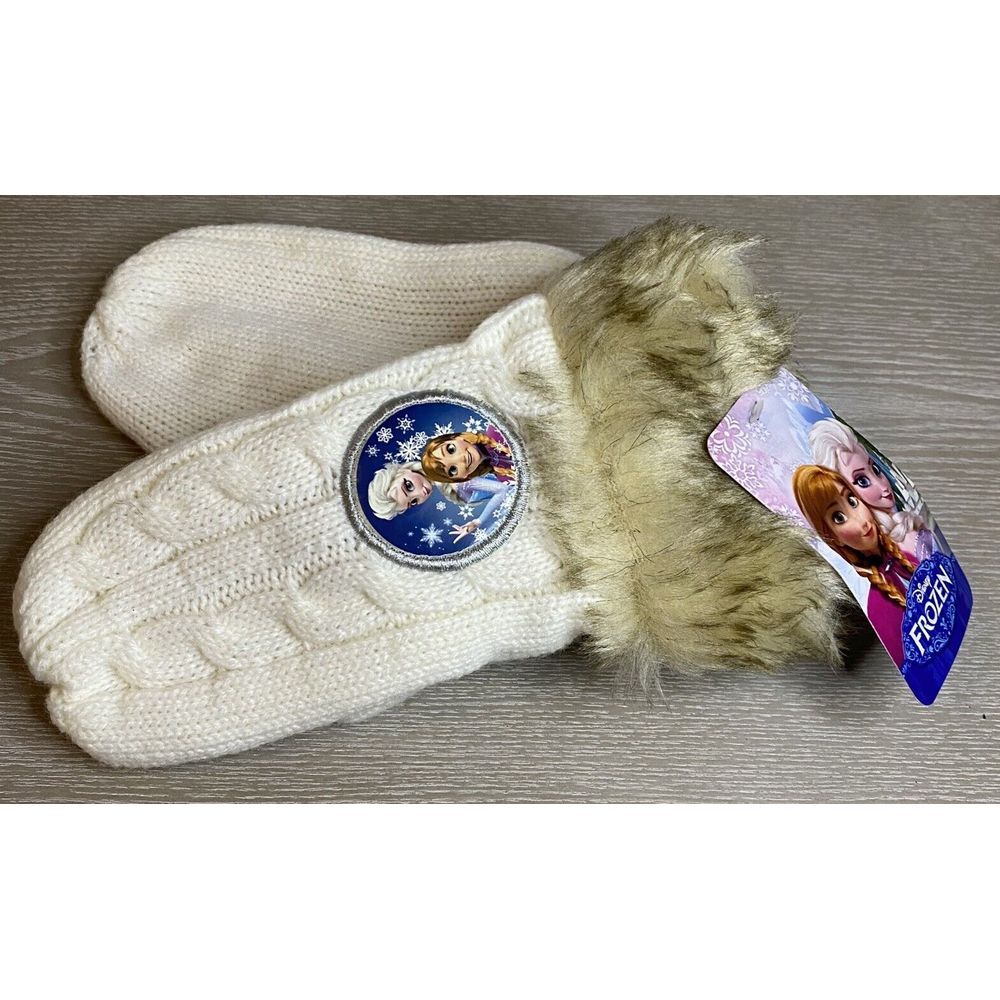 Disney Frozen Princess Mitten Pair with Fur New Sz Kids Toddler Girl NWT
